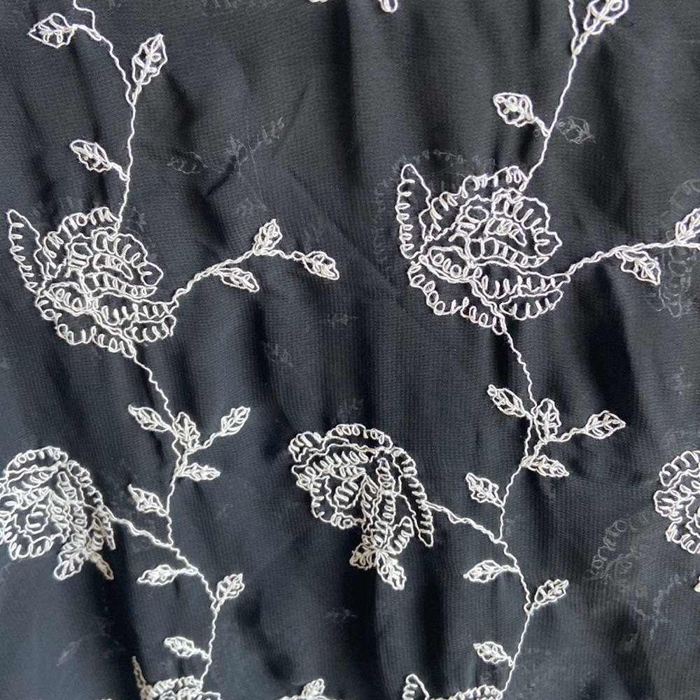 White House Black Market sheer black embroidered floral blouse - Picture 5 of 5